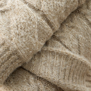 Bianca Cable Knit Blanket Throw – Natural (130x170cm) - THROWS/BLANKETS - Beattys of Loughrea
