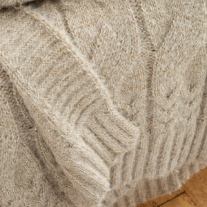Bianca Cable Knit Blanket Throw – Natural (130x170cm) - THROWS/BLANKETS - Beattys of Loughrea