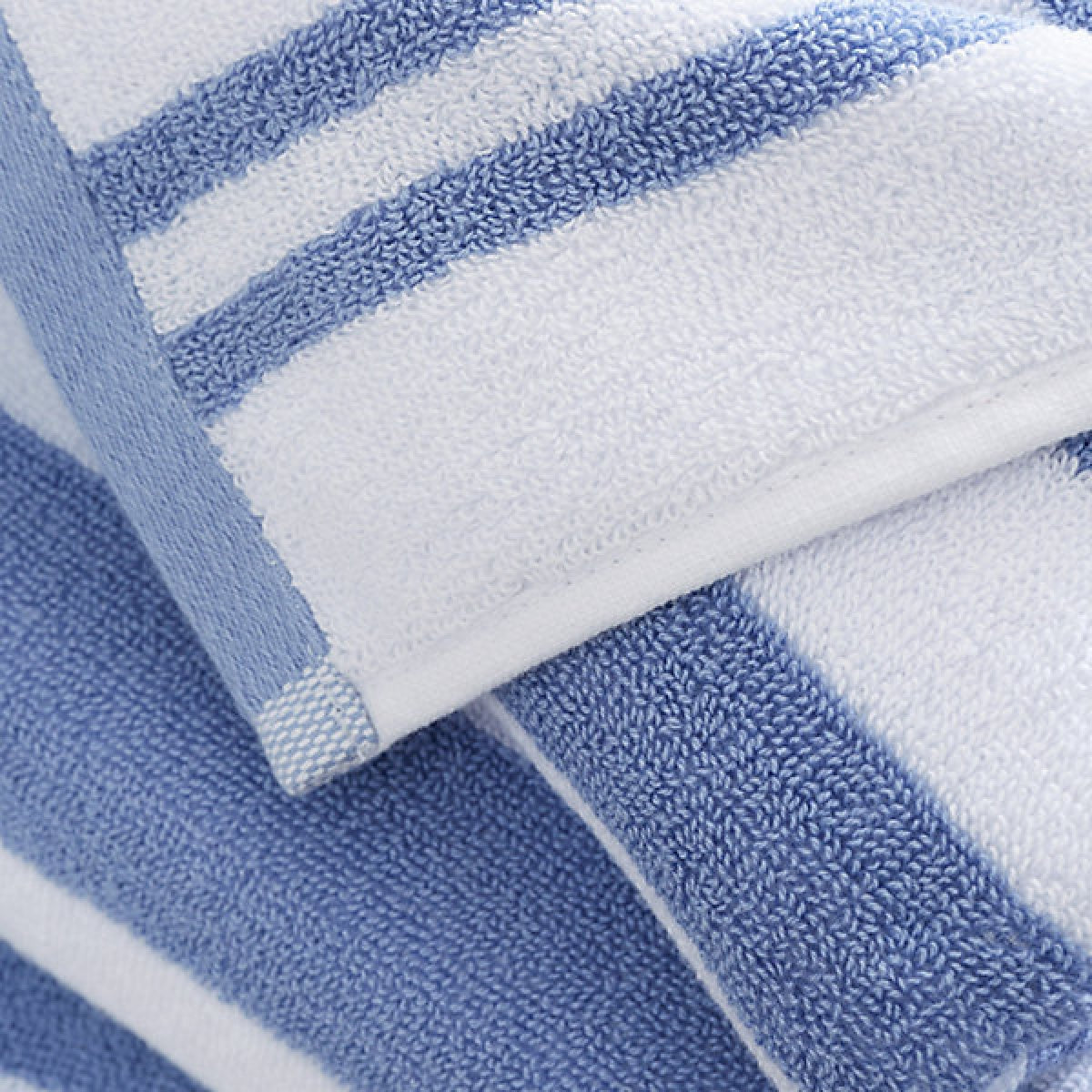 Bianca Fine Linens Reversible Stripe Cotton Jacquard Bath Towel Blue