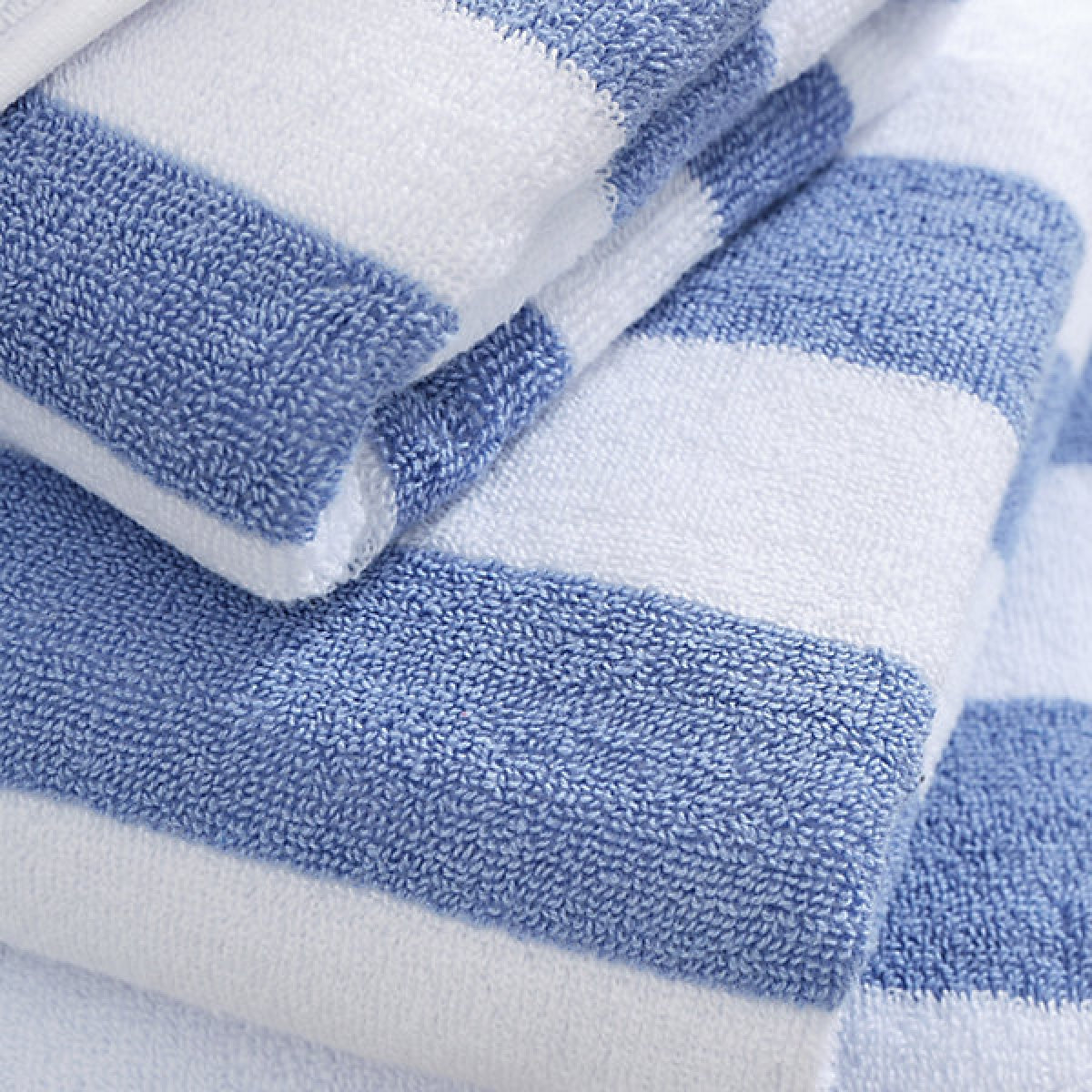 Bianca Fine Linens Reversible Stripe Cotton Jacquard Bath Towel Blue