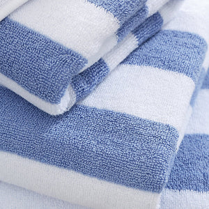 Bianca Fine Linens Reversible Stripe Cotton Jacquard Bath Towel Blue