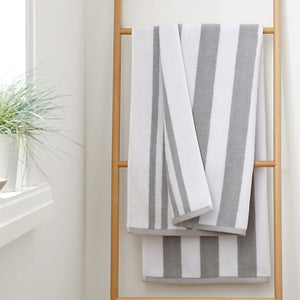 Bianca Fine Linens Reversible Stripe Cotton Jacquard Bath Towel Grey - TOWELS FACECLOTHS - Beattys of Loughrea