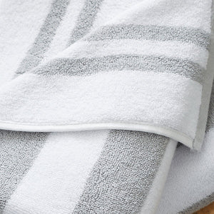 Bianca Fine Linens Reversible Stripe Cotton Jacquard Bath Towel Grey - TOWELS FACECLOTHS - Beattys of Loughrea