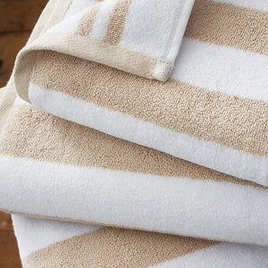 Bianca Fine Linens Reversible Stripe Cotton Jacquard Bath Towel Natural