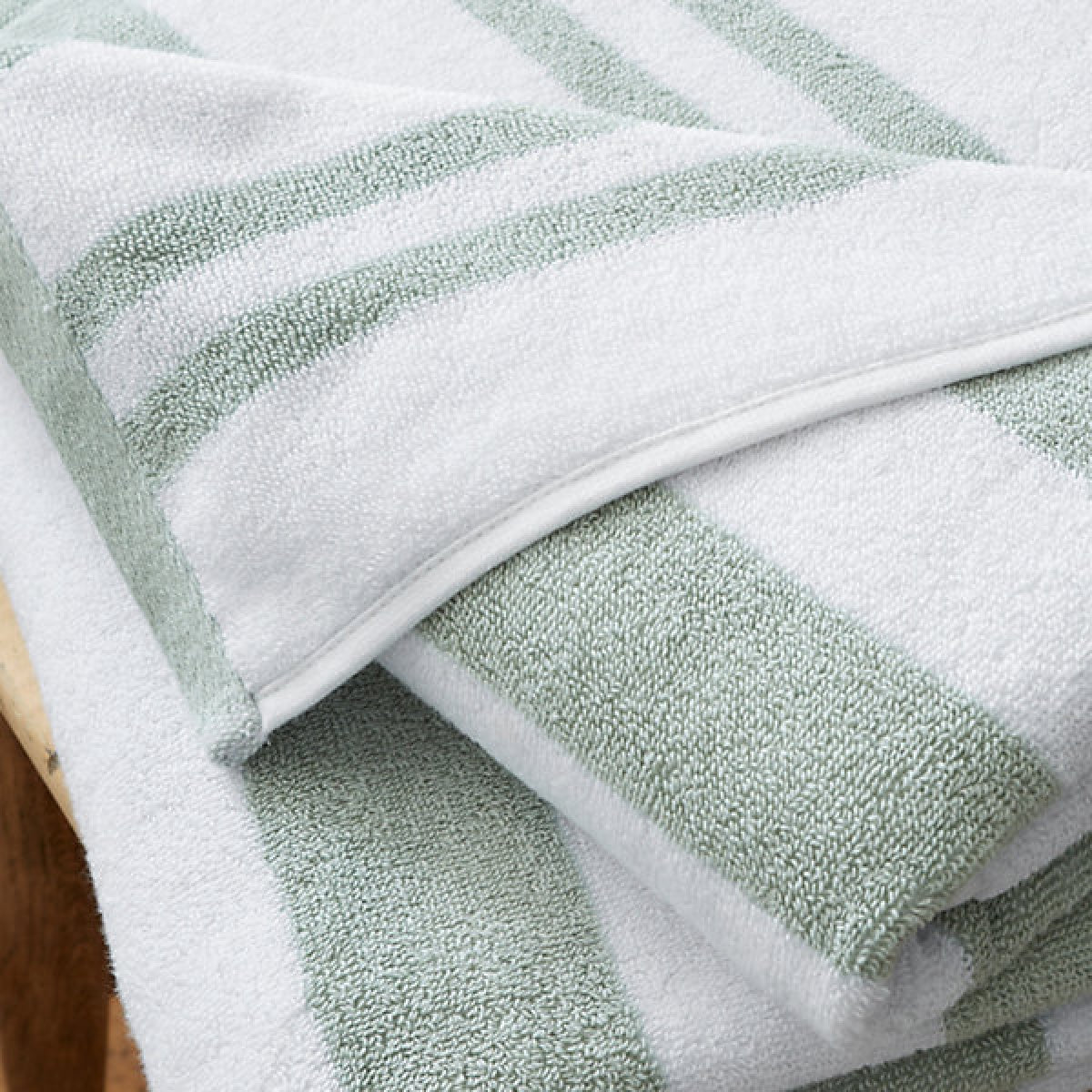 Bianca Fine Linens Reversible Stripe Cotton Jacquard Hand Towel Sage Green