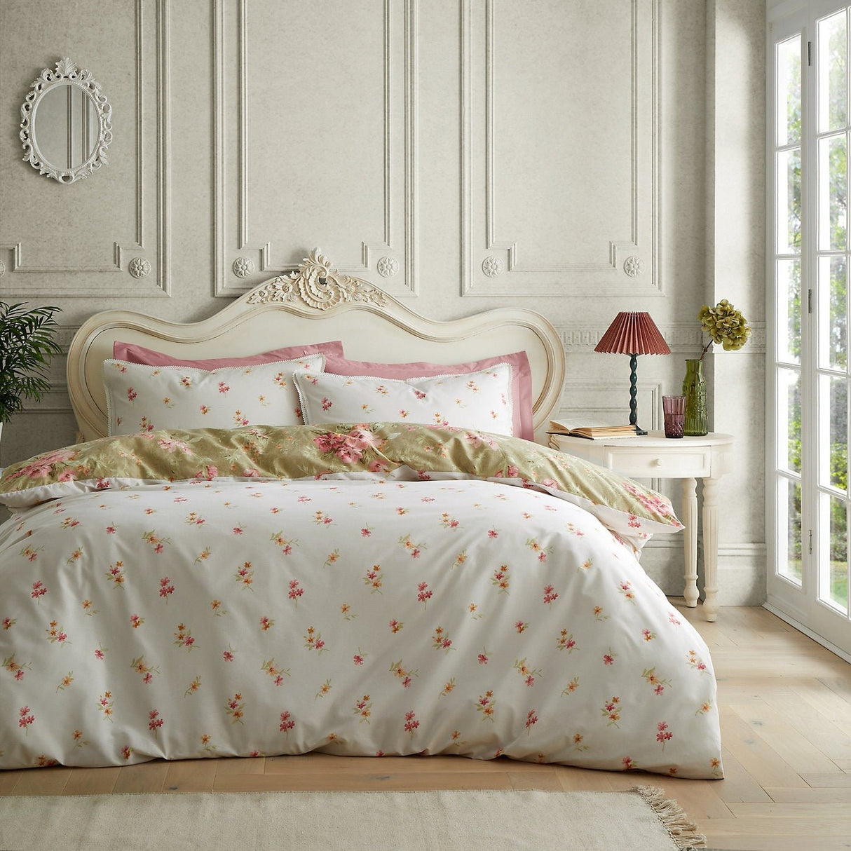 Bridgerton by Catherine Lansfield – Penelope Floral Reversible Duvet Set Kingsize - DUVET COVERS - Beattys of Loughrea