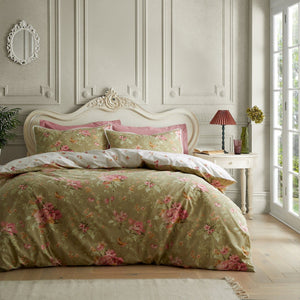 Bridgerton by Catherine Lansfield – Penelope Floral Reversible Duvet Set Double - DUVET COVERS - Beattys of Loughrea