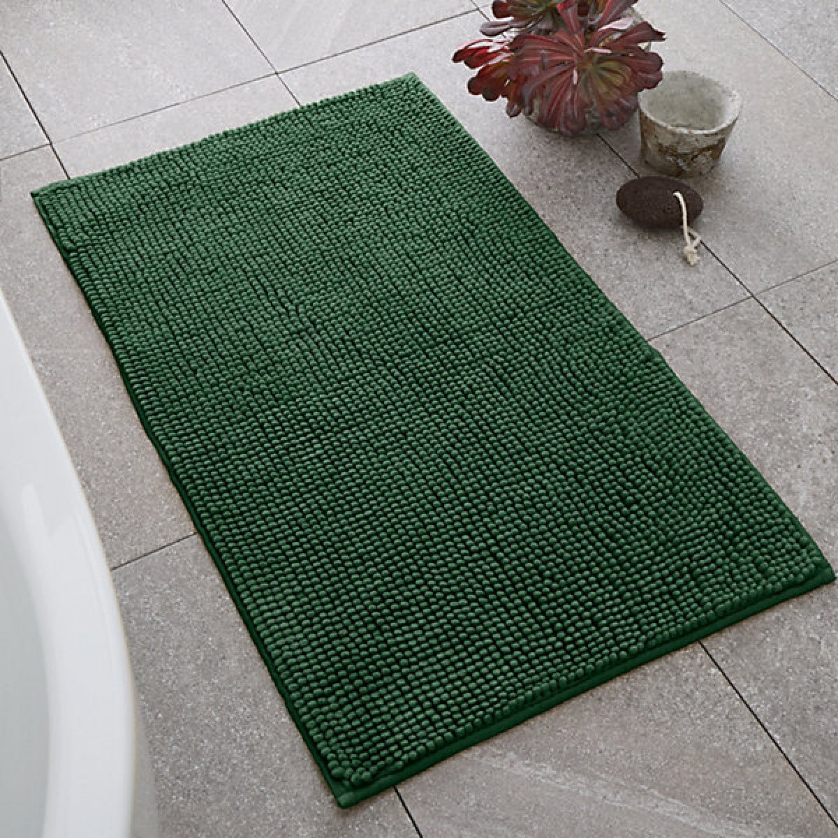Catherine Lansfield Bathroom Bobble Bath Mat Dark Green