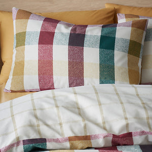 Catherine Lansfield Autumn Check Reversible King Size Duvet Cover Set with Pillowcases Natural Plum - DUVET COVERS - Beattys of Loughrea