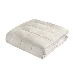 Catherine Lansfield Kingsley Matt Velvet Quilted 220 x 220 cm Bedspread Cream - BED SPREADS/COVERS/QUILTS - Beattys of Loughrea