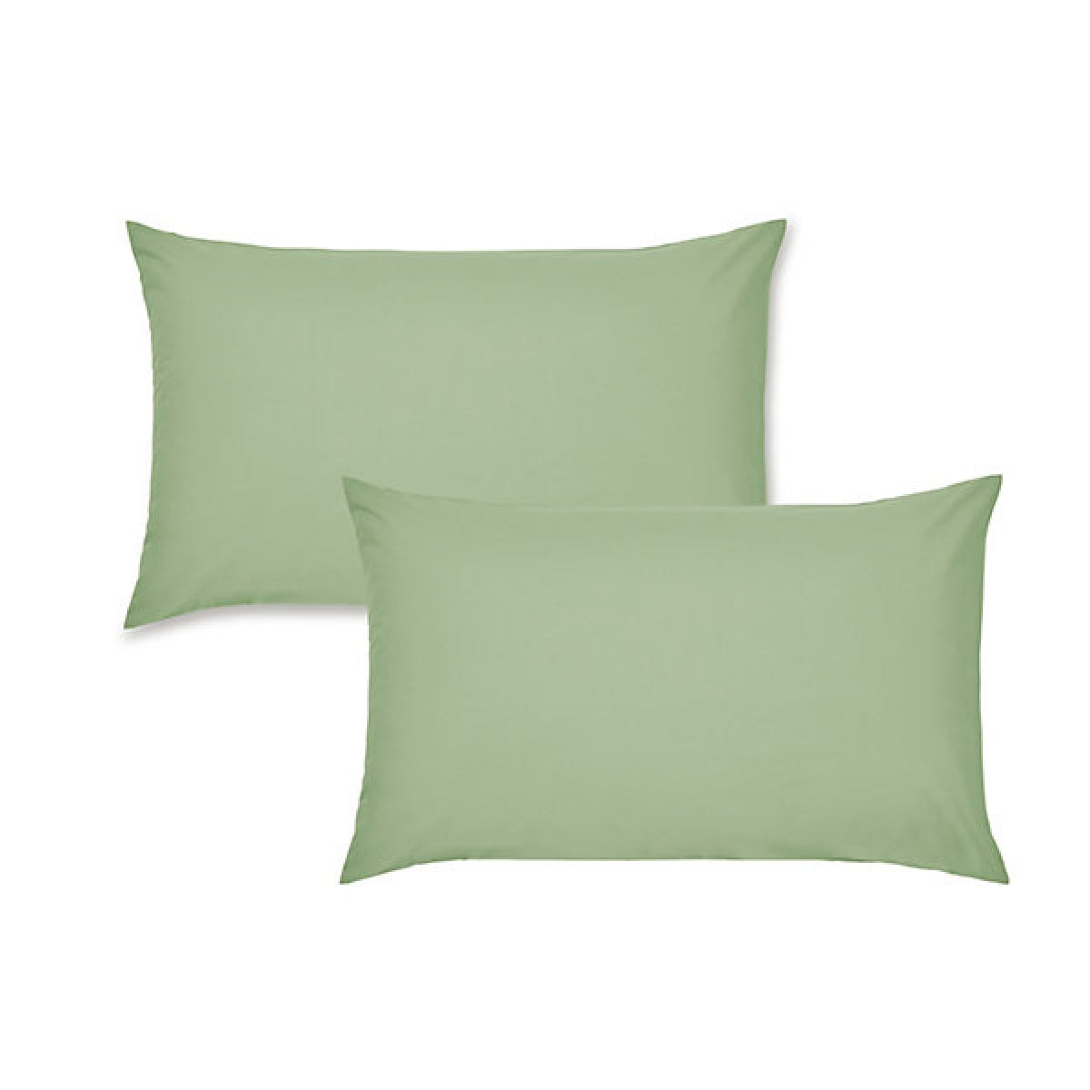 Catherine Lansfield Pillowcases Easy Iron Percale Standard 50 x 75cm Pack of 2 Pillow cases with envelope closure Sage Green