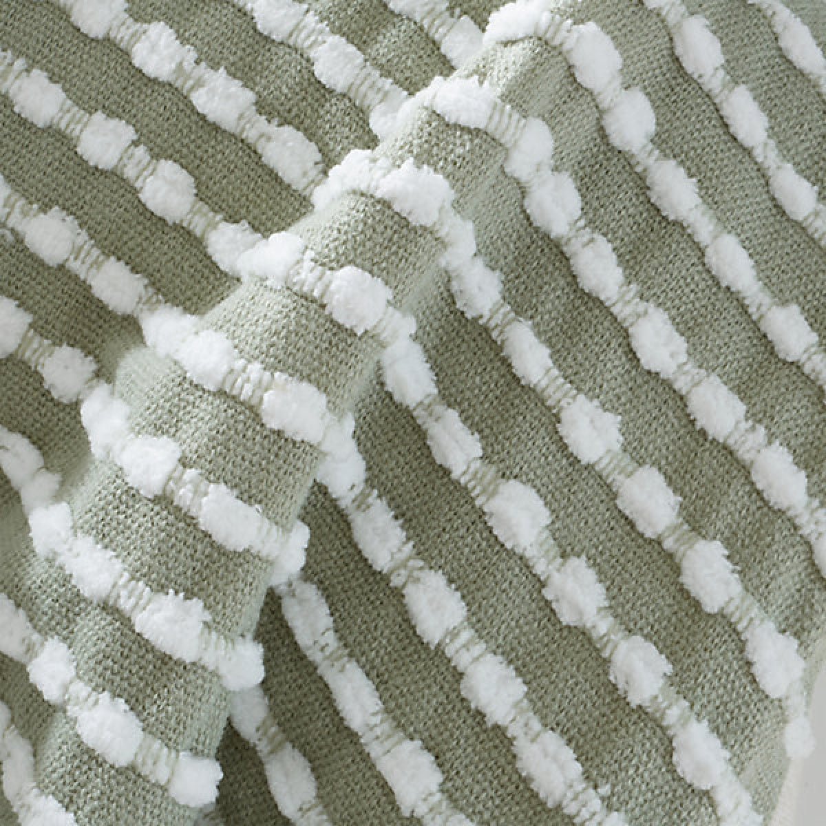 Catherine Lansfield Stab Stitch Embellished 125 x 150 cm Blanket Throw Sage Green - THROWS/BLANKETS - Beattys of Loughrea