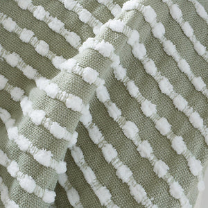 Catherine Lansfield Stab Stitch Embellished 125 x 150 cm Blanket Throw Sage Green - THROWS/BLANKETS - Beattys of Loughrea
