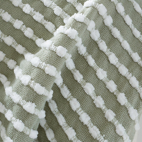 Catherine Lansfield Stab Stitch Embellished 125 x 150 cm Blanket Throw Sage Green - THROWS/BLANKETS - Beattys of Loughrea