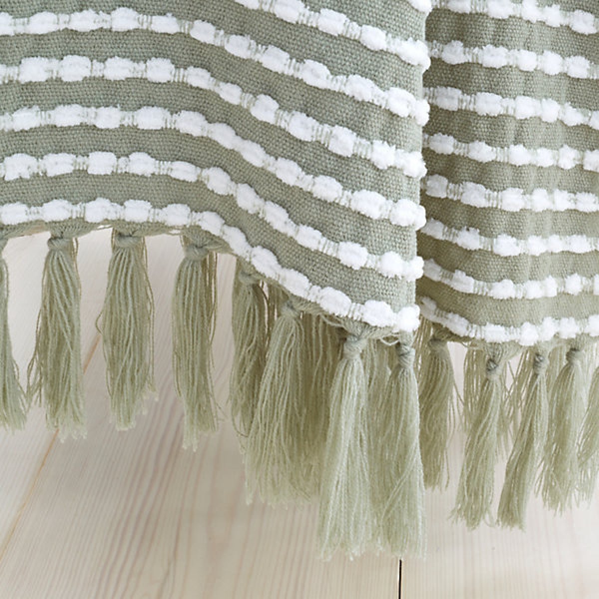 Catherine Lansfield Stab Stitch Embellished 125 x 150 cm Blanket Throw Sage Green - THROWS/BLANKETS - Beattys of Loughrea
