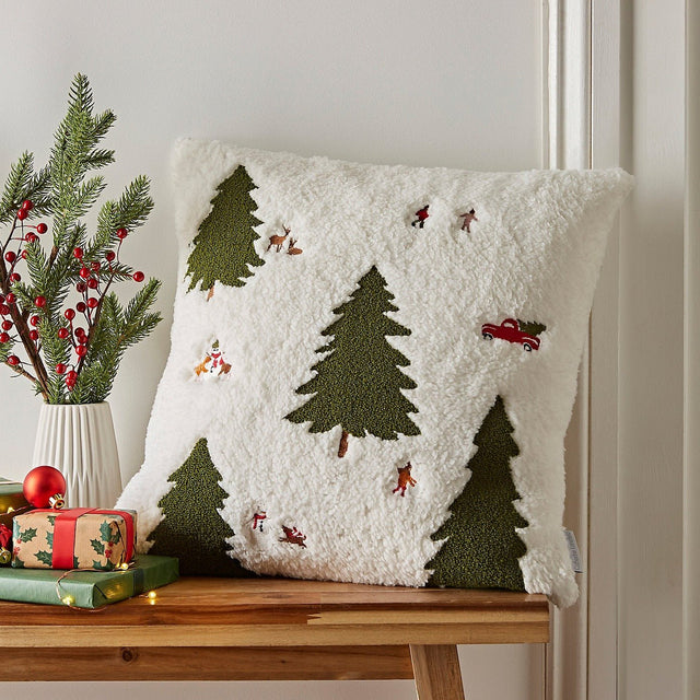 Catherine Lansfield Cosy Boucle Christmas Tree Cushion – Neutral - CUSHIONS/COVERS - Beattys of Loughrea