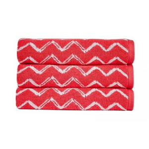 Christy Zig Zag Hand Towel Coral 50 x 90cm - TOWELS FACECLOTHS - Beattys of Loughrea