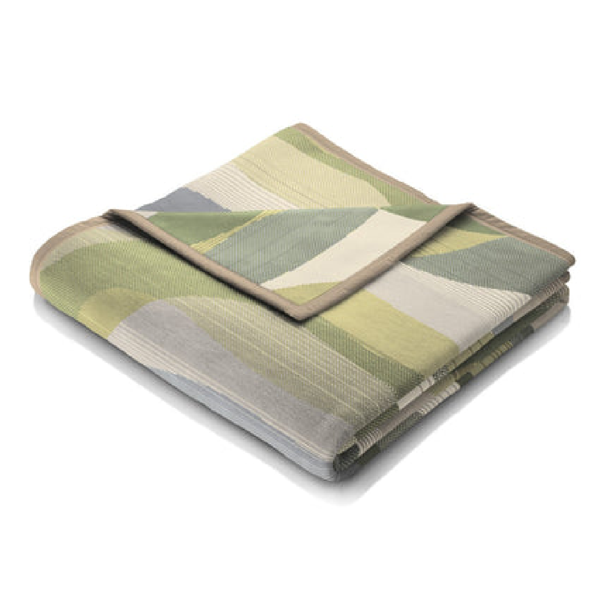 Biederlack Cotton Rich Waves Blanket Grey/Green 140 x 180cm