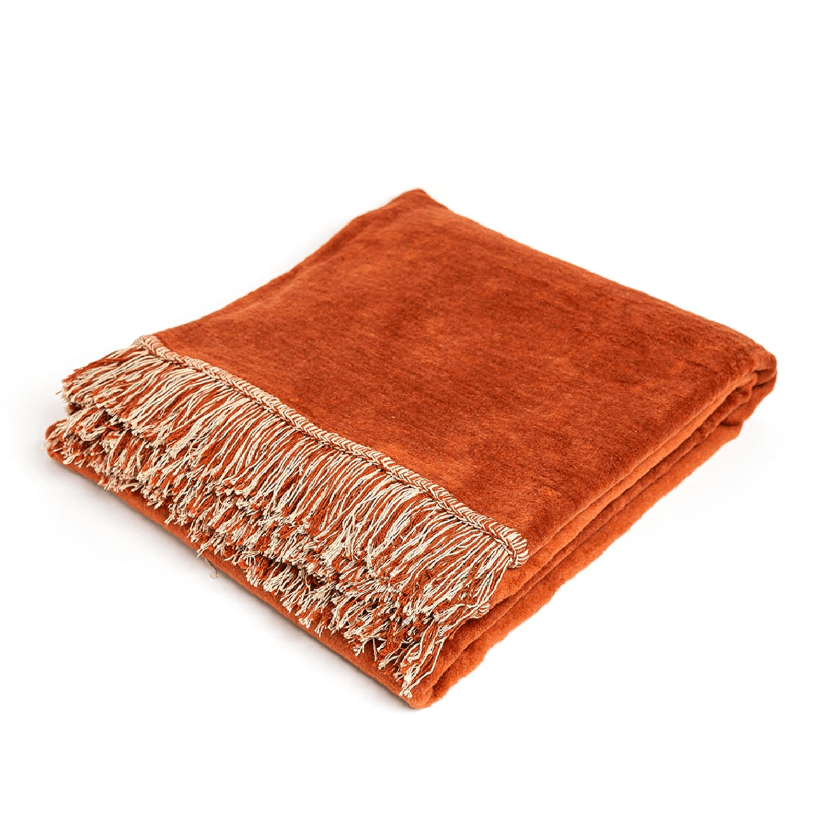Biederlack Cotton Rich Plain Twill Blanket Rust 140 x 180cm - THROWS/BLANKETS - Beattys of Loughrea