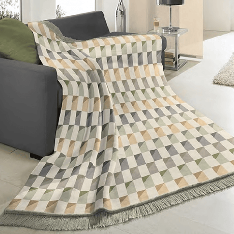Biederlack Cotton Rich Colton Bricks Blanket Green 140 x 180cm - THROWS/BLANKETS - Beattys of Loughrea