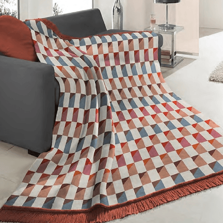 Biederlack Cotton Rich Colton Bricks Red Blanket 140 x 180cm - THROWS/BLANKETS - Beattys of Loughrea