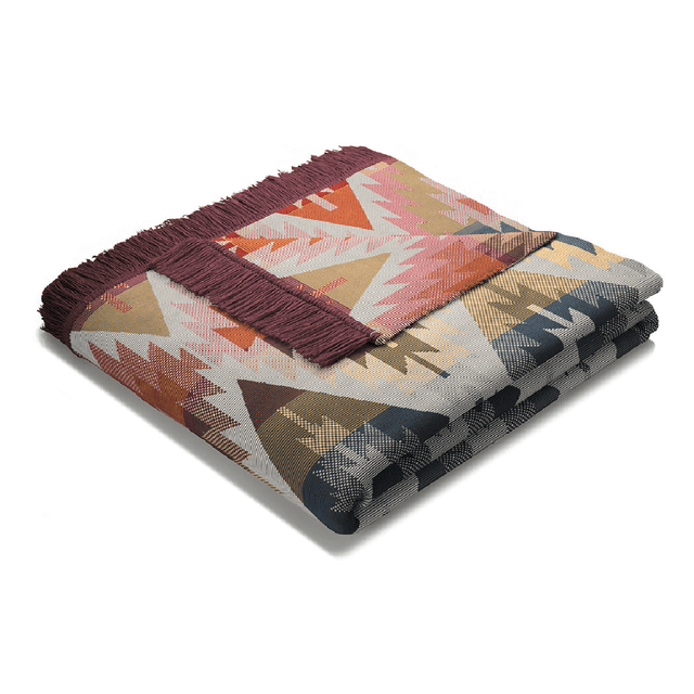 Biederlack Cotton Rich Ikat Diamond Blanket 140 x 180cm - THROWS/BLANKETS - Beattys of Loughrea