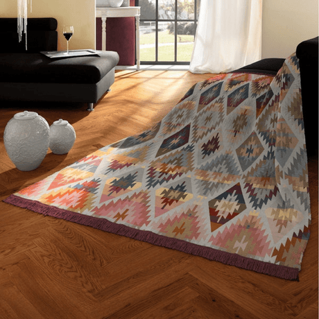 Biederlack Cotton Rich Ikat Diamond Blanket 140 x 180cm - THROWS/BLANKETS - Beattys of Loughrea