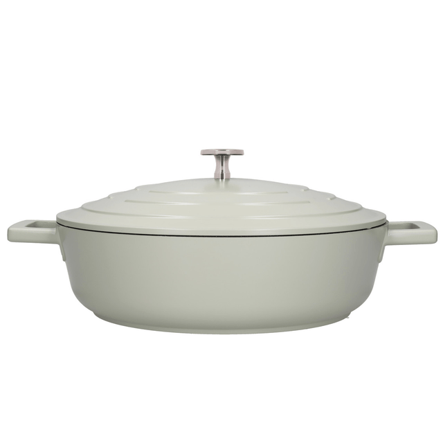 MasterClass Cast Aluminium Shallow Casserole Dish, 4L, Mint Green - CAST IRON KITCHENWARE - Beattys of Loughrea