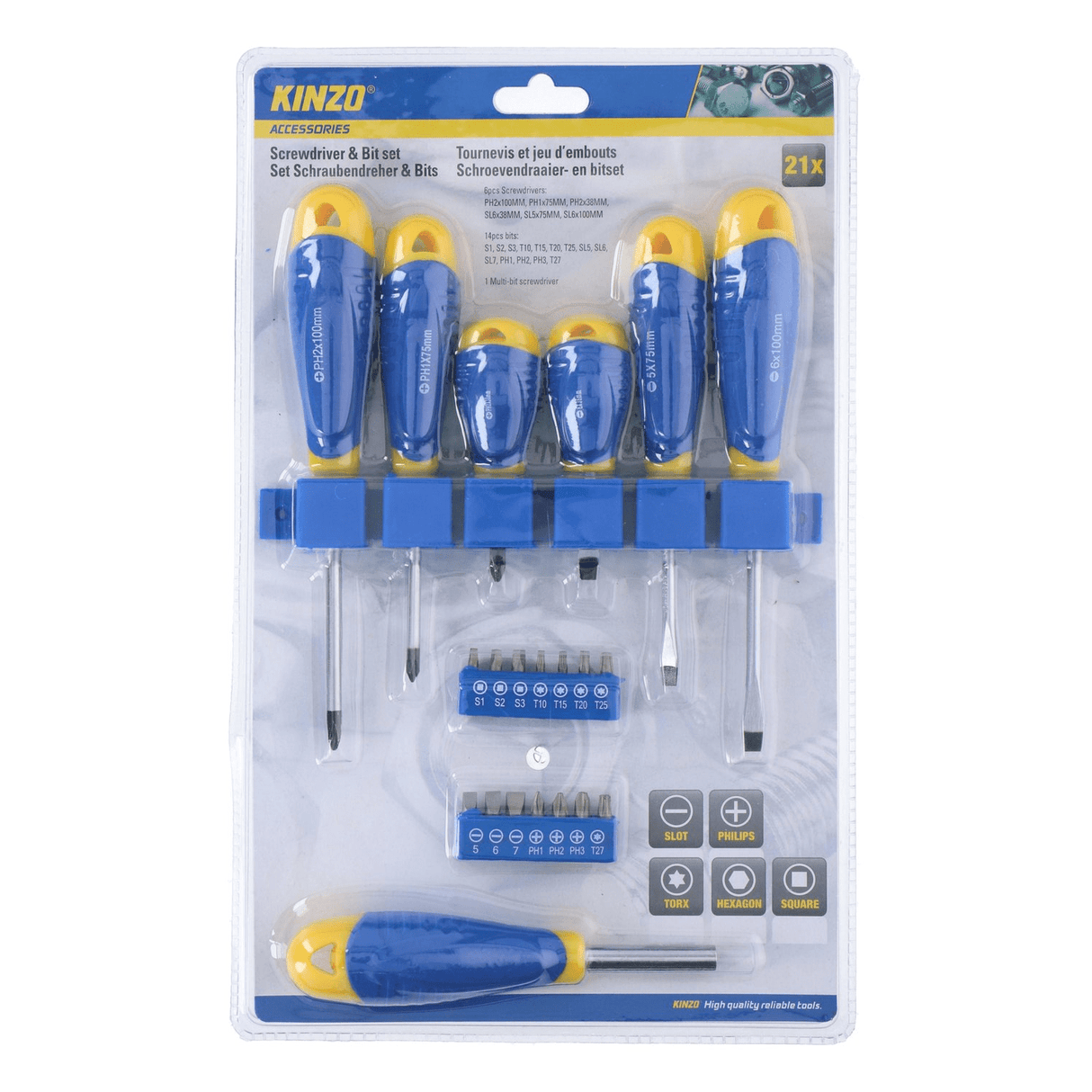 KINZO Screwdriver And Bit Set 21 Piece - SCREWDRIVERS - Beattys of Loughrea