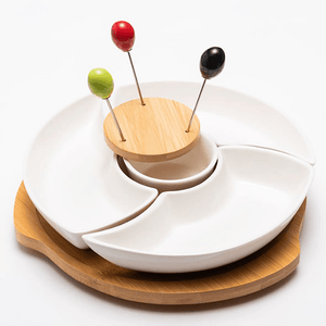 Newgrange Living Ceramic Dip Small with Turntable Set of 3 - WOODEN KITCHENWARE /ACCESSORIES - Beattys of Loughrea