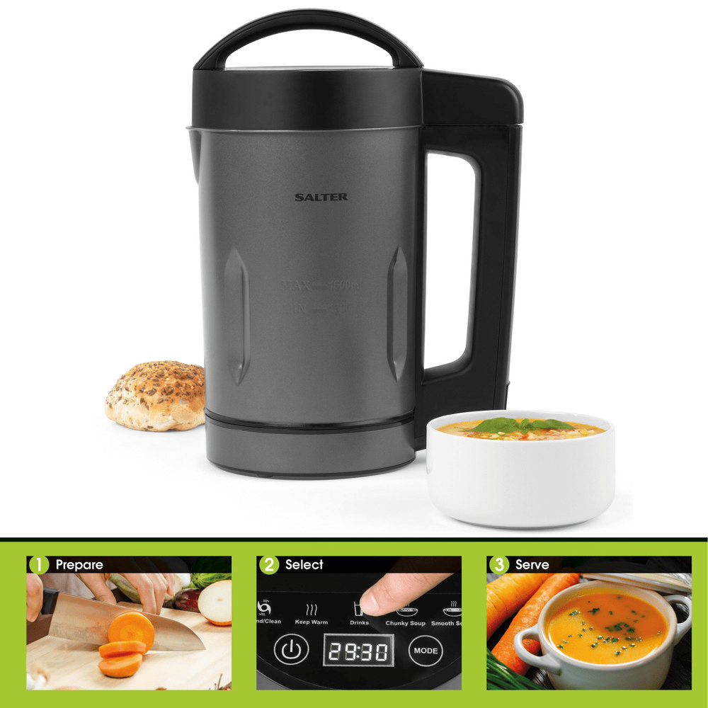 Salter 1.6L Digital Soup Maker - Gunmetal - LIQUIDISERS - Beattys of Loughrea