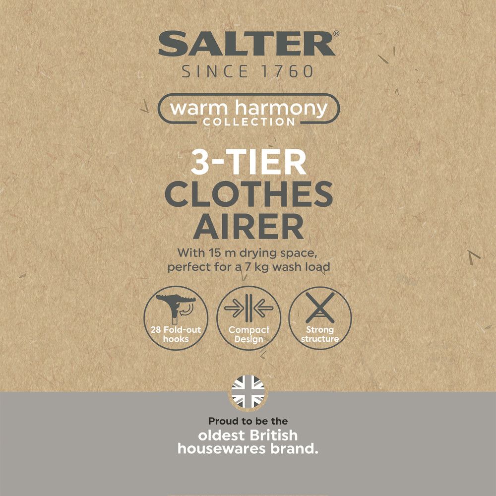 Salter Warm Harmony 3 - Tier Clothes Airer - CLEANING CLOTHES AIRER - Beattys of Loughrea