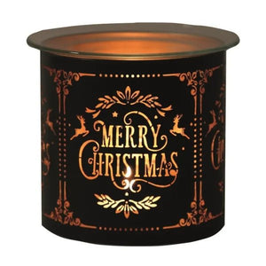 Tealight Wax Melter and Candle Holder - Black Silhouette Merry Christmas - POT POURRI/AROMATHERAPY/OILS/DIFFUSER - Beattys of Loughrea