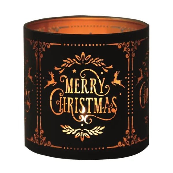 Tealight Wax Melter and Candle Holder - Black Silhouette Merry Christmas - POT POURRI/AROMATHERAPY/OILS/DIFFUSER - Beattys of Loughrea