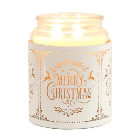 Tealight Wax Melter and Candle Holder - White Silhouette Merry Christmas - POT POURRI/AROMATHERAPY/OILS/DIFFUSER - Beattys of Loughrea