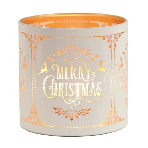 Tealight Wax Melter and Candle Holder - White Silhouette Merry Christmas - POT POURRI/AROMATHERAPY/OILS/DIFFUSER - Beattys of Loughrea