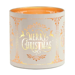 Tealight Wax Melter and Candle Holder - White Silhouette Merry Christmas - POT POURRI/AROMATHERAPY/OILS/DIFFUSER - Beattys of Loughrea