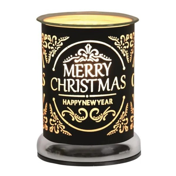 Electric Wax Melter Touch - Black Silhouette Merry Christmas 17cm - POT POURRI/AROMATHERAPY/OILS/DIFFUSER - Beattys of Loughrea