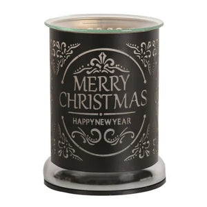 Electric Wax Melter Touch - Black Silhouette Merry Christmas 17cm - POT POURRI/AROMATHERAPY/OILS/DIFFUSER - Beattys of Loughrea