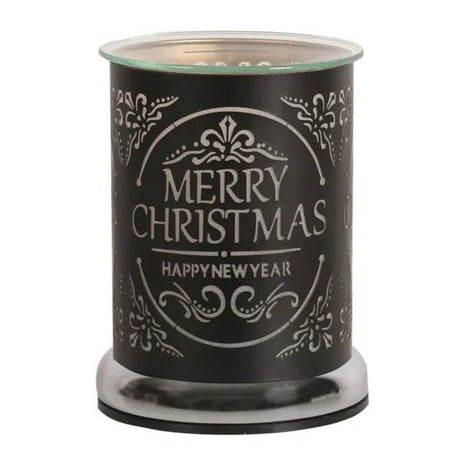 Electric Wax Melter Touch - Black Silhouette Merry Christmas 17cm - POT POURRI/AROMATHERAPY/OILS/DIFFUSER - Beattys of Loughrea