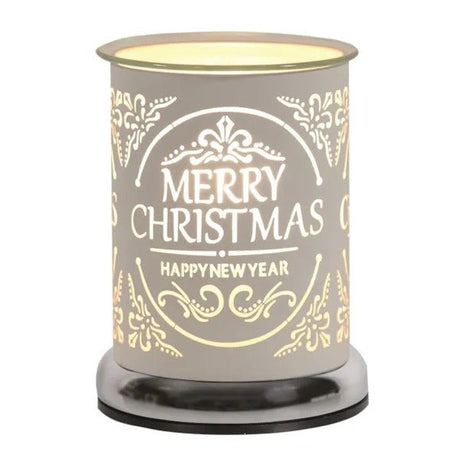 Electric Wax Melter Touch - White Silhouette Merry Christmas 17cm - POT POURRI/AROMATHERAPY/OILS/DIFFUSER - Beattys of Loughrea