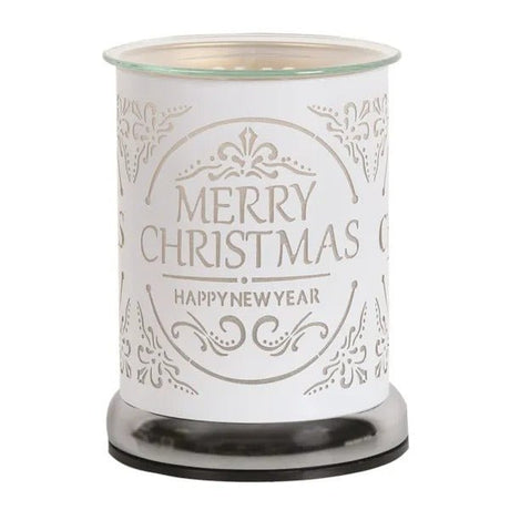 Electric Wax Melter Touch - White Silhouette Merry Christmas 17cm - POT POURRI/AROMATHERAPY/OILS/DIFFUSER - Beattys of Loughrea