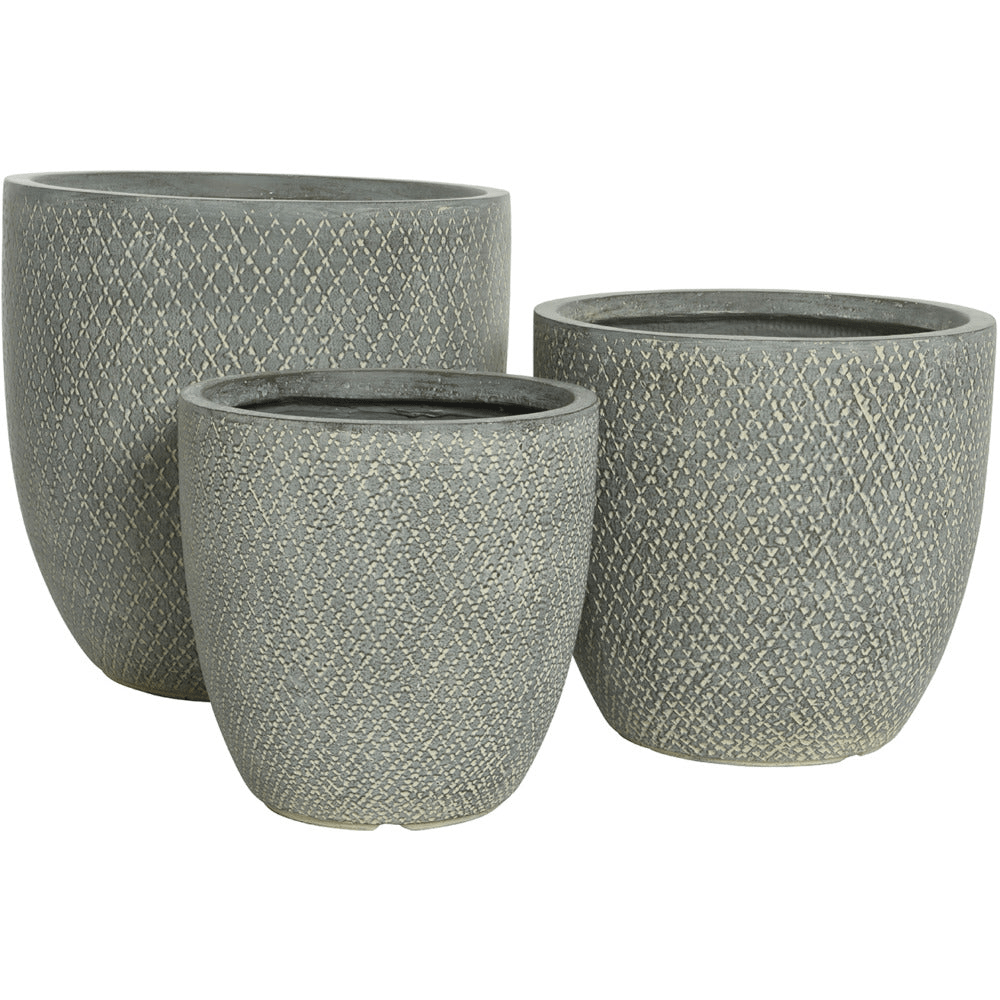 Fibre Clay Fender Set of 3 Small Planters - Dark Grey - PLANTER POT CLAY / CERAMIC /RESIN - Beattys of Loughrea