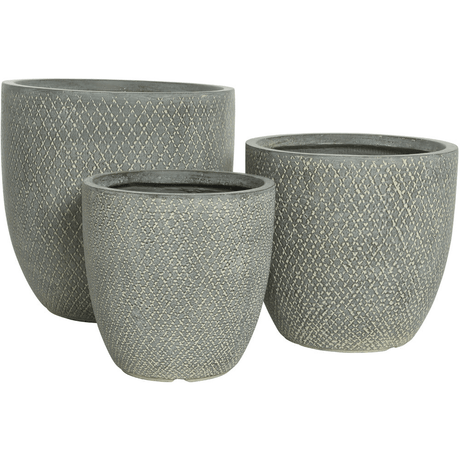 Fibre Clay Fender Set of 3 Small Planters - Dark Grey - PLANTER POT CLAY / CERAMIC /RESIN - Beattys of Loughrea
