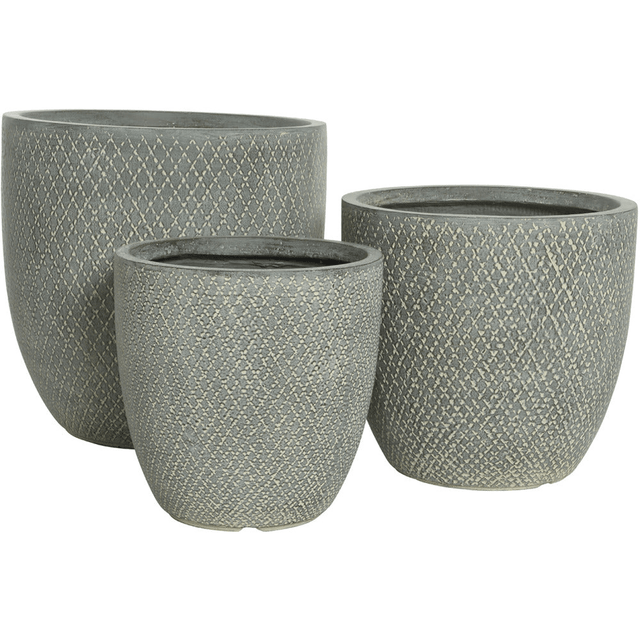Fibre Clay Fender Set of 3 Small Planters - Dark Grey - PLANTER POT CLAY / CERAMIC /RESIN - Beattys of Loughrea