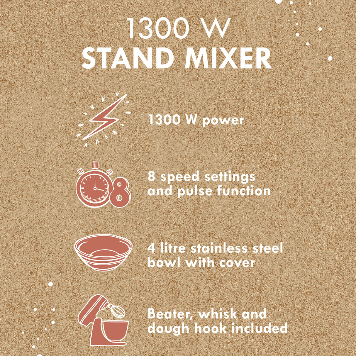 Progress Go Bake Stand Mixer 1300 W - FOOD PROCESSORS - Beattys of Loughrea