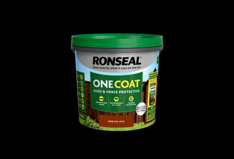Ronseal One Coat Shed & Fence Protector - Medium Oak 12L - VARNISHES / WOODCARE - Beattys of Loughrea