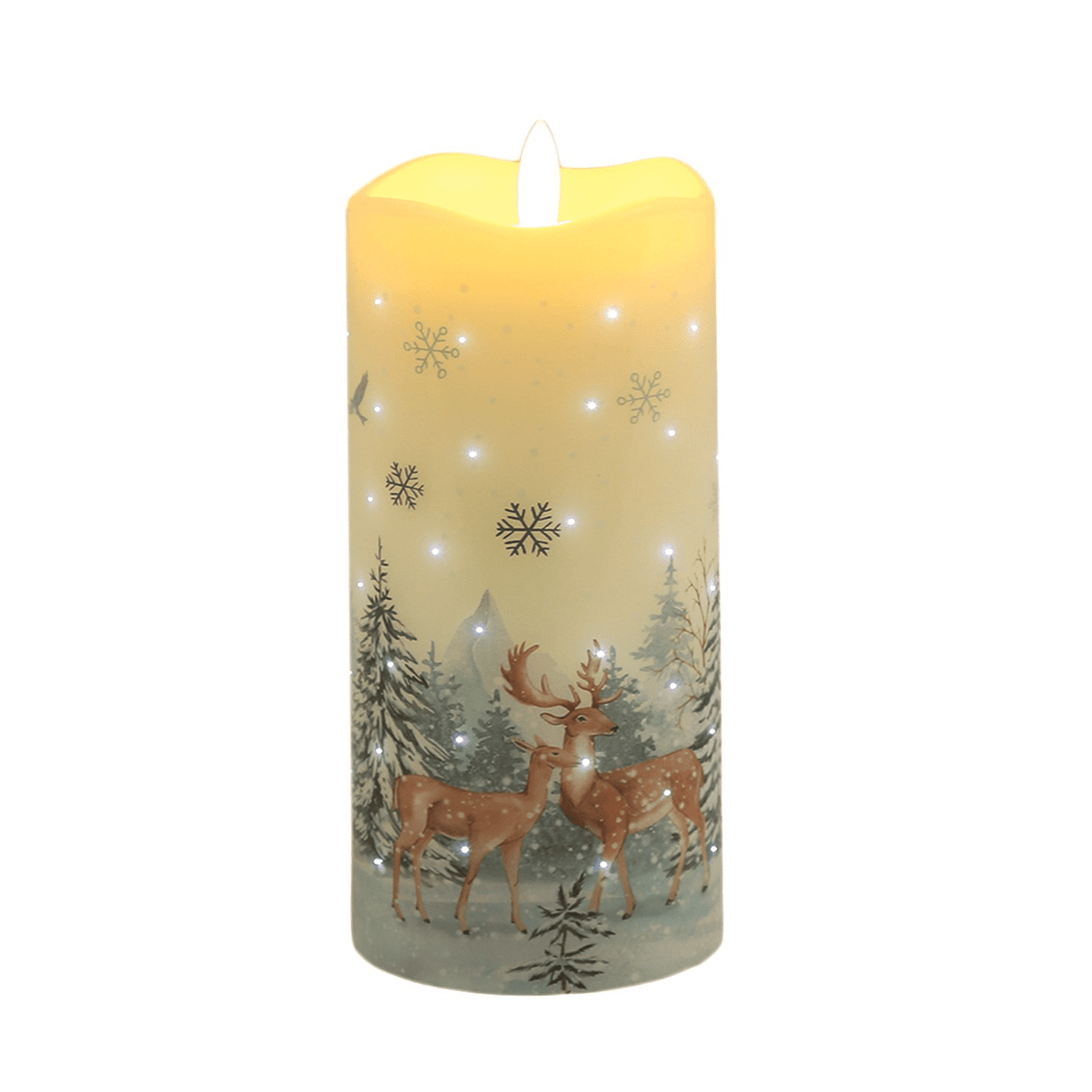 LED Reindeers Twinkling Candle 17cm - BATTERY LED CANDLES - Beattys of Loughrea