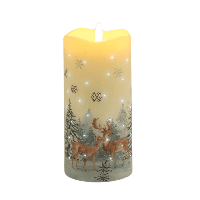 LED Reindeers Twinkling Candle 17cm - BATTERY LED CANDLES - Beattys of Loughrea