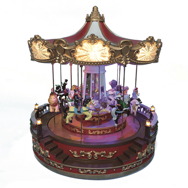 LED Musical Christmas Carousel 30 x 36cm - XMAS ROOM DECORATION LARGE AND LIGHT UP - Beattys of Loughrea